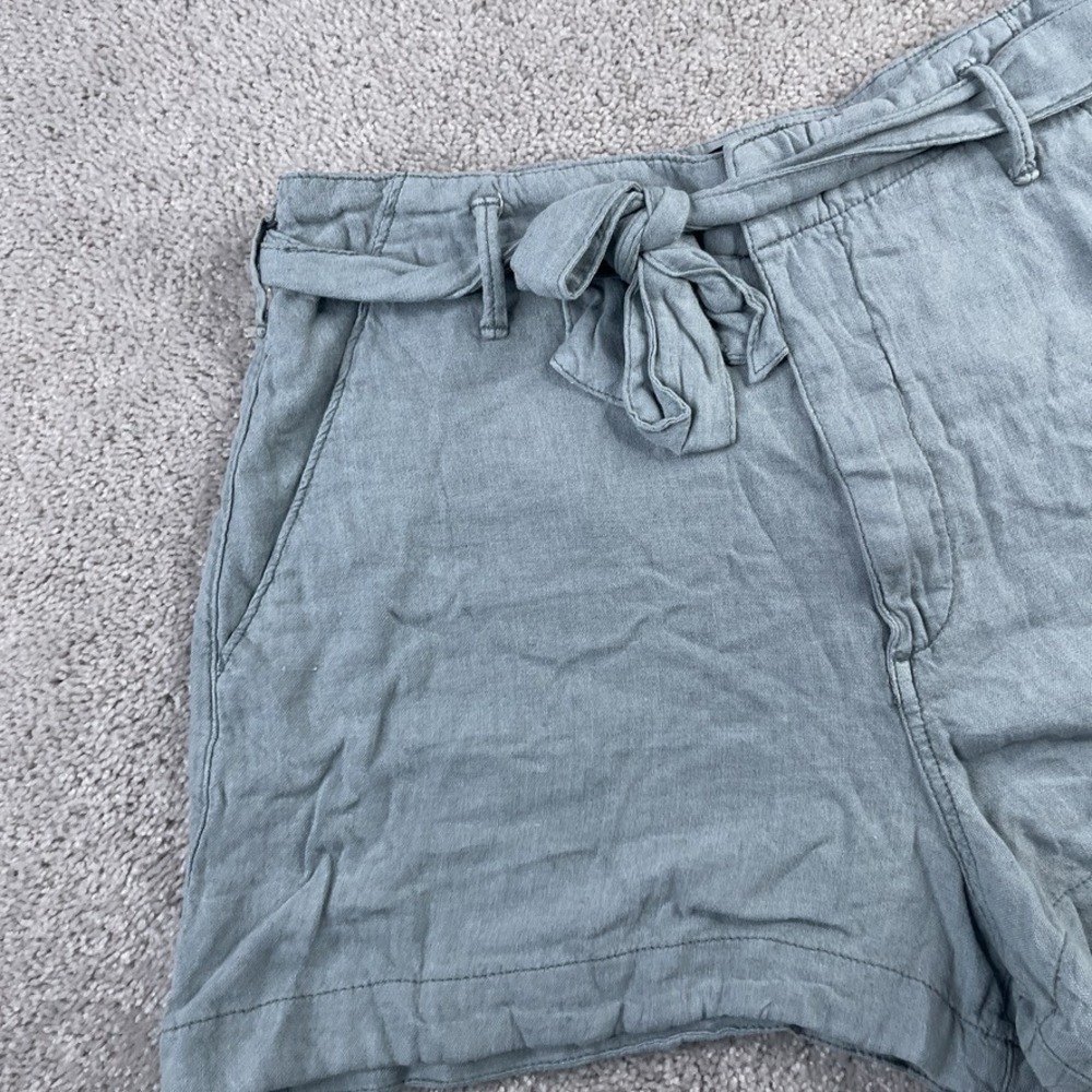Abercrombie and Fitch Shorts Womens Medium Green Linen Blend Waist‎ Tie NEW NWT - Picture 3 of 15